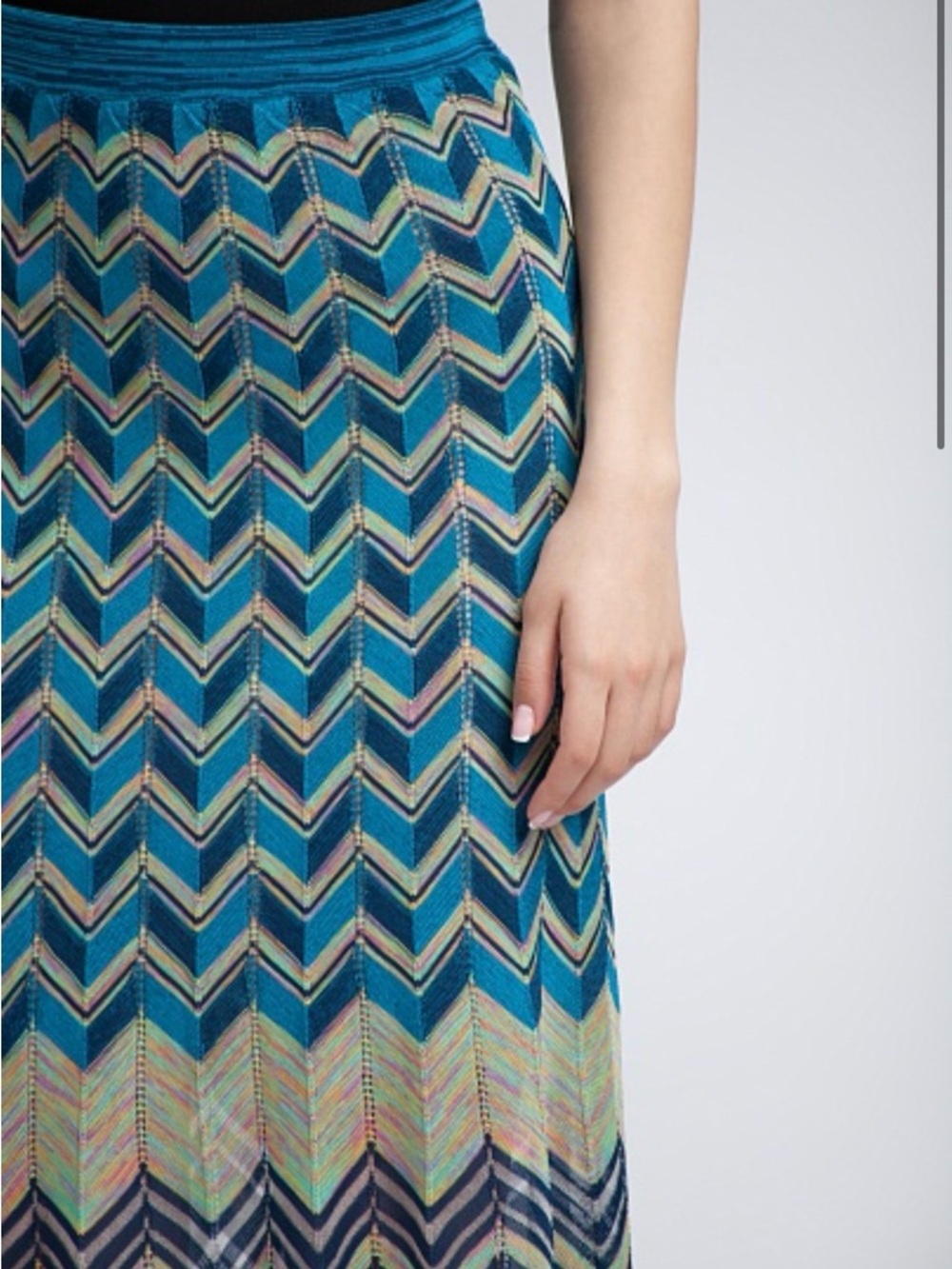 Bcbgmaxazria Women’s Vida Chevron Skirt Blue/green Size Small - Picture 3 of 7